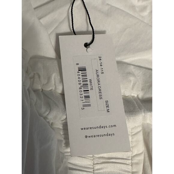Anthropologie We Are Sundays NWT Aurora Linen Mini Dress White Ruffle Backless - Picture 3 of 12